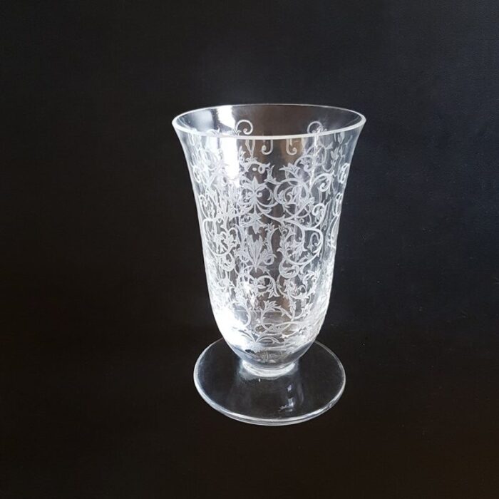 mid century etched baccarat glass vase 2