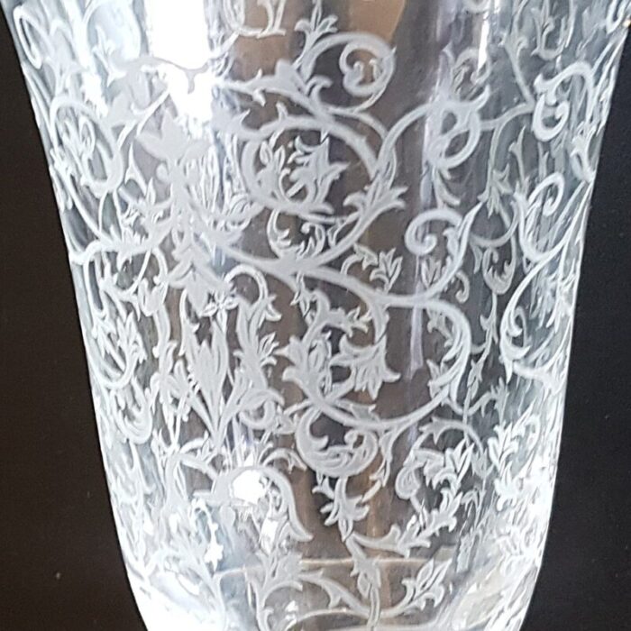 mid century etched baccarat glass vase 3