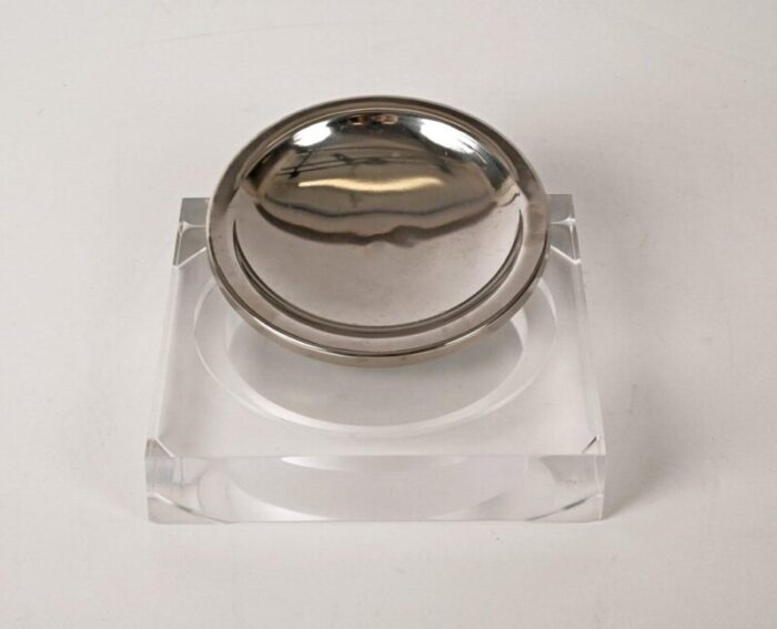 mid century french squared pocket emptier in acrylic and chrome from christian dior 1970s 2