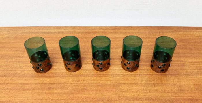 mid century green glass copper drinking glasses by nanny still 1960s set of 5 10