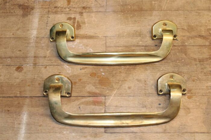 mid century handles in brass 1950s set of 2 1