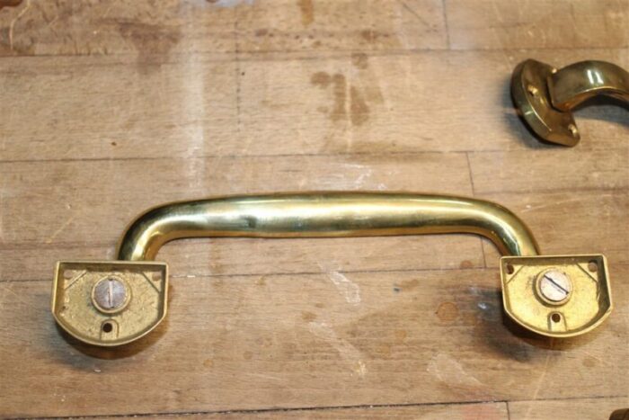 mid century handles in brass 1950s set of 2 2