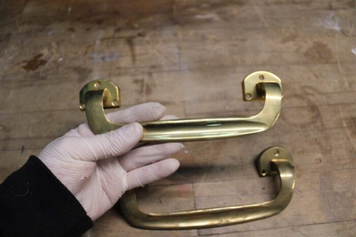 mid century handles in brass 1950s set of 2 4