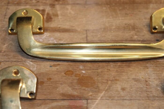 mid century handles in brass 1950s set of 2 7