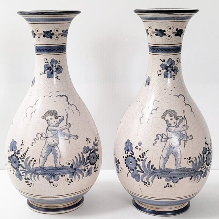 mid century italian ceramic vases from maioliche deruta 1950s set of 2 1