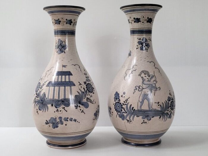 mid century italian ceramic vases from maioliche deruta 1950s set of 2 2