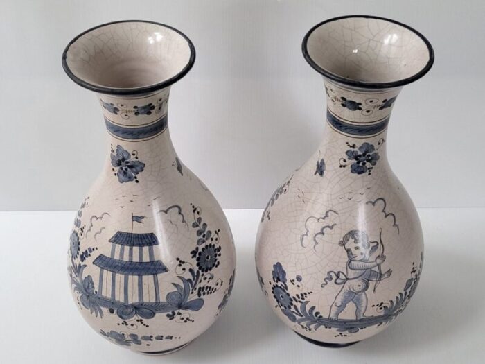 mid century italian ceramic vases from maioliche deruta 1950s set of 2 3