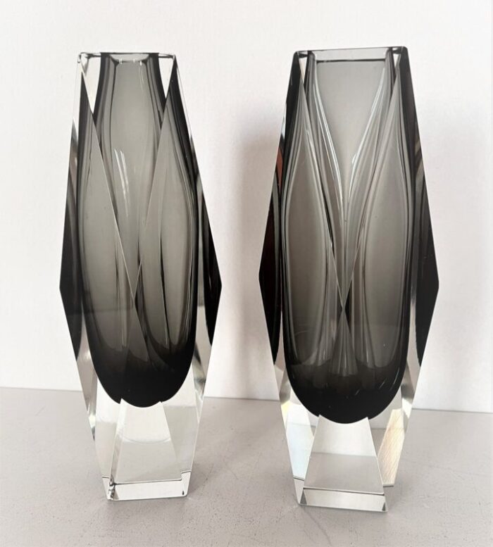 mid century italian murano glass vases by flavio poli 1970s set of 2 1