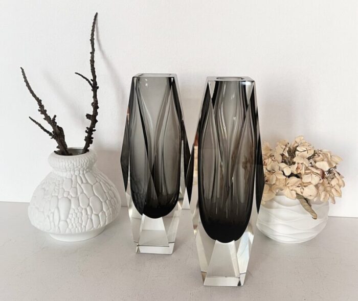 mid century italian murano glass vases by flavio poli 1970s set of 2 2