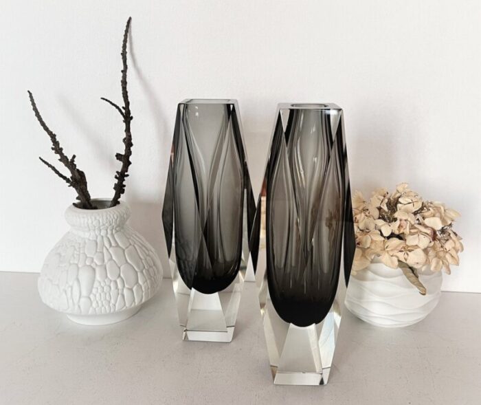 mid century italian murano glass vases by flavio poli 1970s set of 2 9