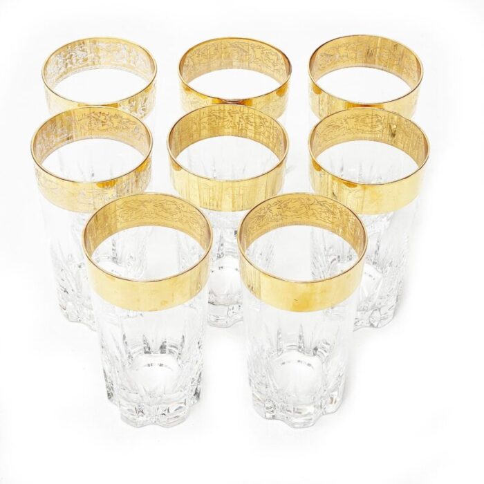 mid century italian murano glasses w 24 kt gold rims 8 pieces 2177