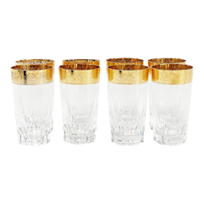 mid century italian murano glasses w 24 kt gold rims 8 pieces 4245