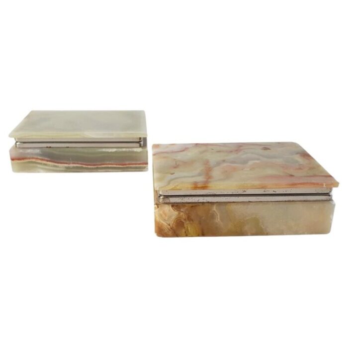 mid century italian onyx marble boxes set of 2 1