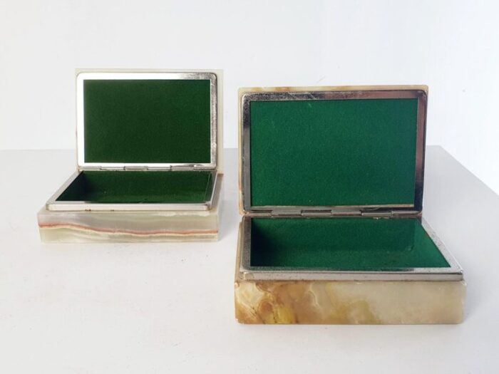 mid century italian onyx marble boxes set of 2 3