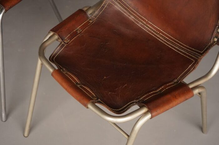 mid century leather dining chairs by charlotte perriand 1960s set of 2 1658