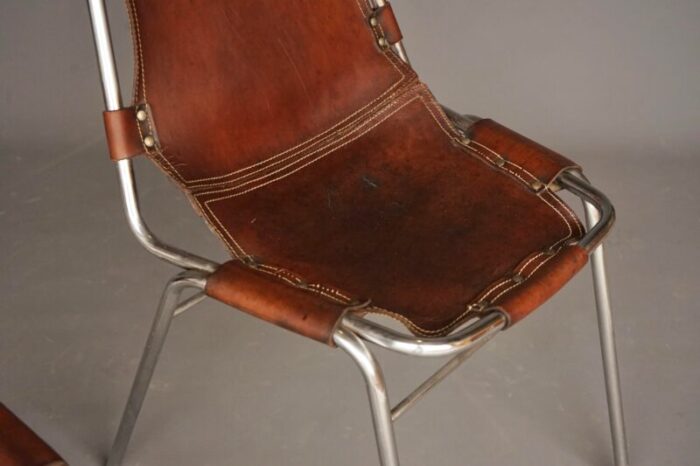 mid century leather dining chairs by charlotte perriand 1960s set of 2 8940