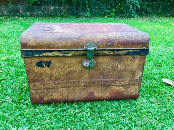 mid century metal trunk 1940s 1