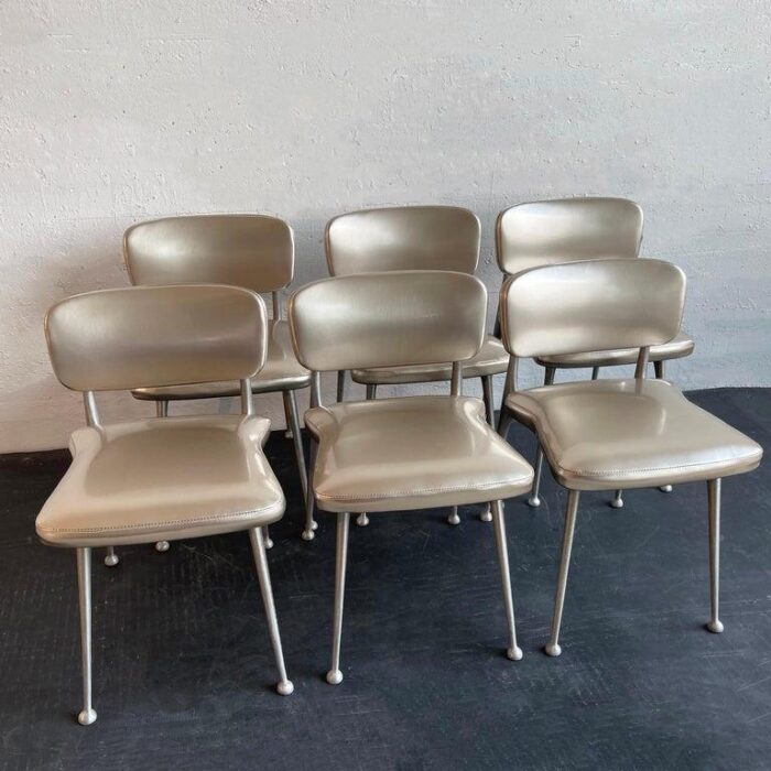 mid century modern gazelle aluminum dining chairs by shelby williams set of 6 1764