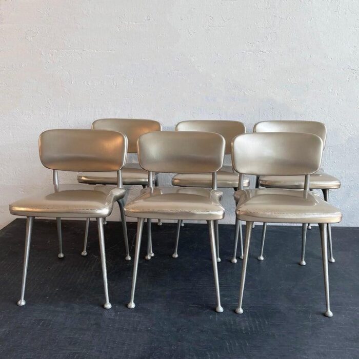 mid century modern gazelle aluminum dining chairs by shelby williams set of 6 2669