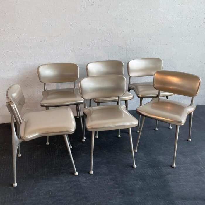 mid century modern gazelle aluminum dining chairs by shelby williams set of 6 9934