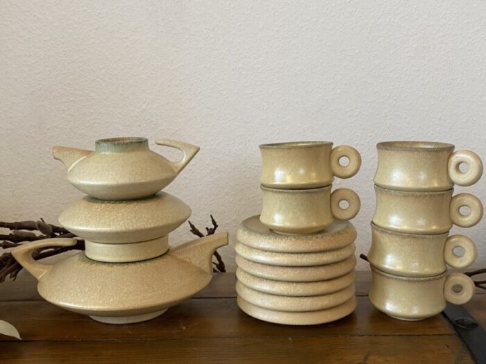 mid century modern italian modernist stackable tea set in ceramic from sc3 1970s set of 9 2