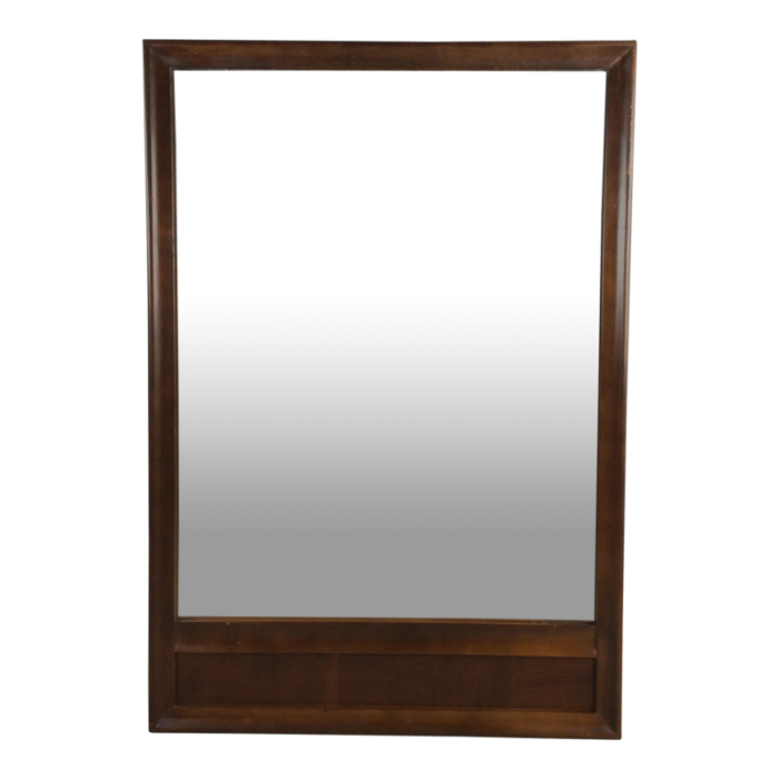 mid century modern wall mirror with walnut accent panel 3604