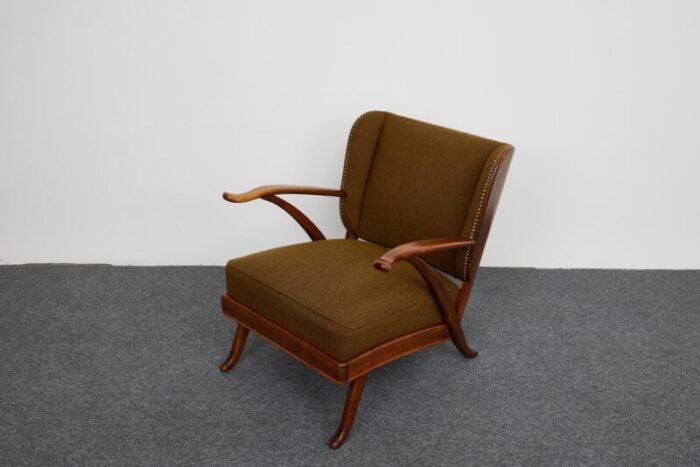 mid century mohair velvet wingback armchair by prof karl nothhelfer for schorle and golz 1950s 0373