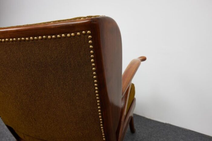 mid century mohair velvet wingback armchair by prof karl nothhelfer for schorle and golz 1950s 7745