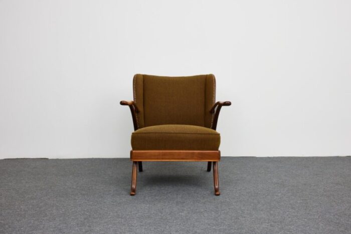 mid century mohair velvet wingback armchair by prof karl nothhelfer for schorle and golz 1950s 8259