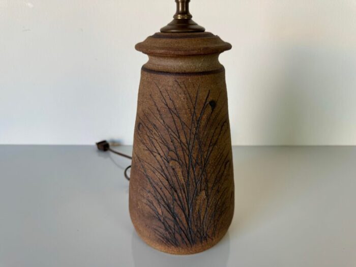 mid century organic textured studio pottery table lamp 1396