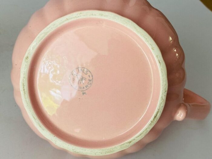 mid century pink teapot in ceramic for les salins france 6