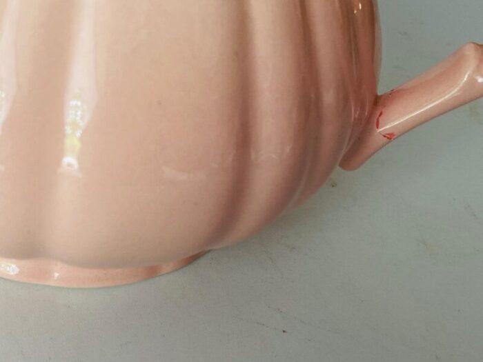 mid century pink teapot in ceramic for les salins france 7