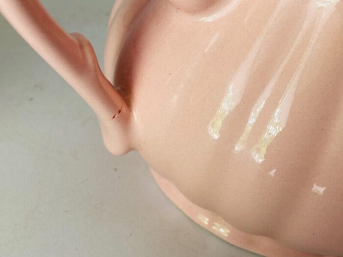 mid century pink teapot in ceramic for les salins france 8