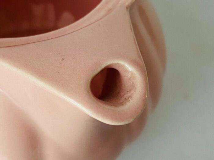 mid century pink teapot in ceramic for les salins france 9