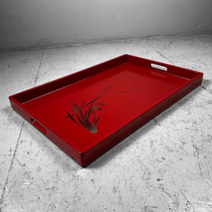 mid century showa era lacquerware tray japan 1960s 8