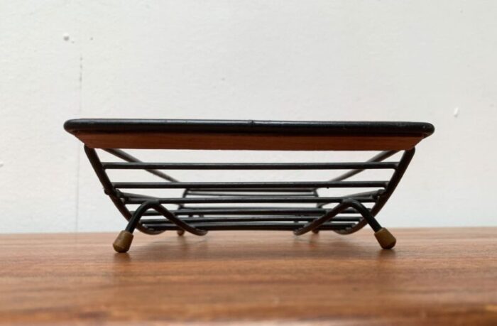 mid century string style fruit bowl with teak handle 25