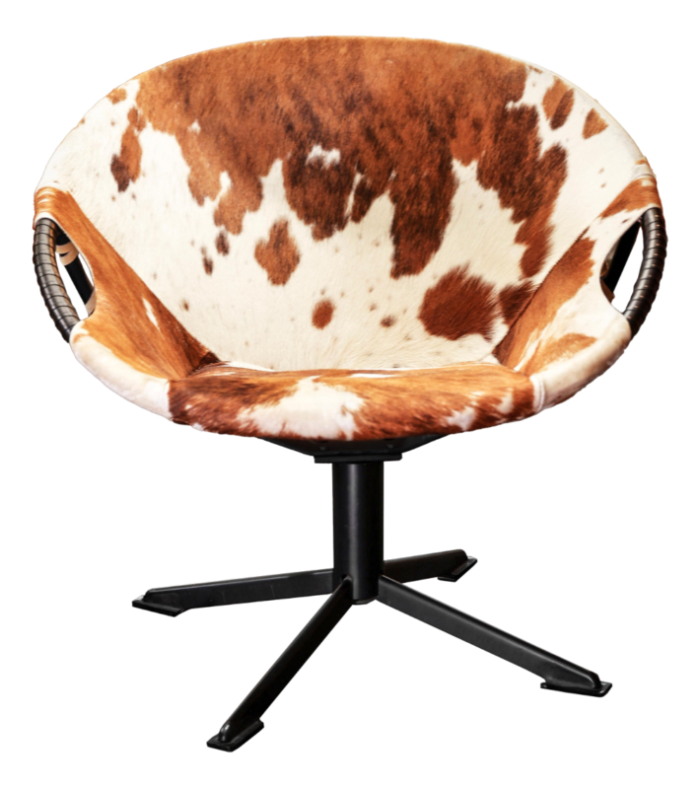 mid century swivel cocktail chair with cowhide from lusch and co germany 1960s 0085