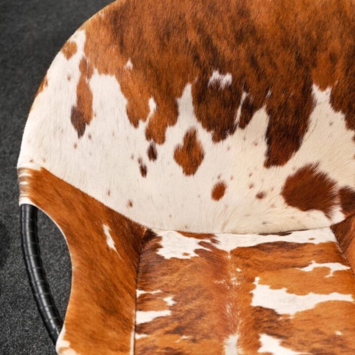 mid century swivel cocktail chair with cowhide from lusch and co germany 1960s 1341