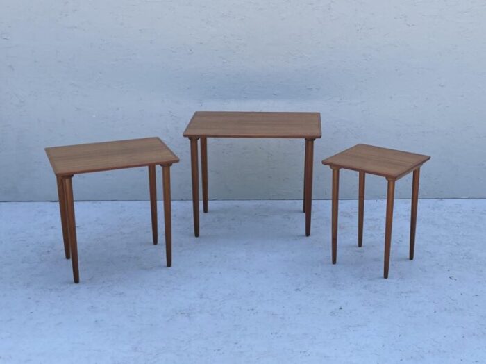 mid century teak nesting tables set of 3 4682