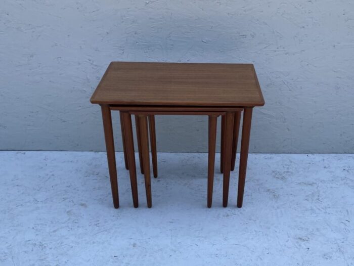 mid century teak nesting tables set of 3 5211