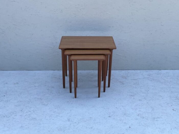 mid century teak nesting tables set of 3 7840