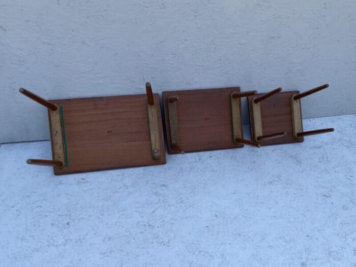 mid century teak nesting tables set of 3 9356