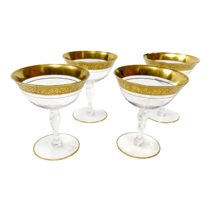 mid century tiffin minton gold rimmed champagne goblets 4 pieces 2266