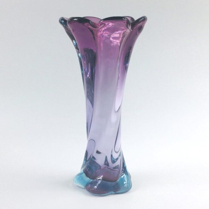 mid century twisted murano glass vase from made murano glass 1960s 2