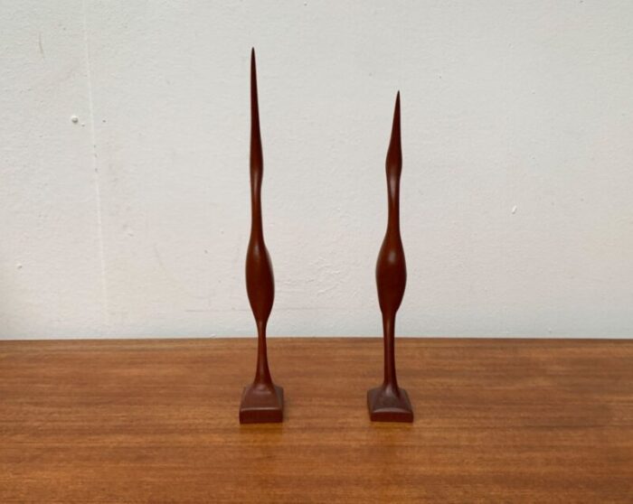 mid century wooden teak birds 1960s set of 2 4