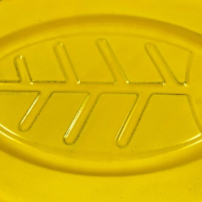 mid century yellow enameled steel steak plates set of 4 7339