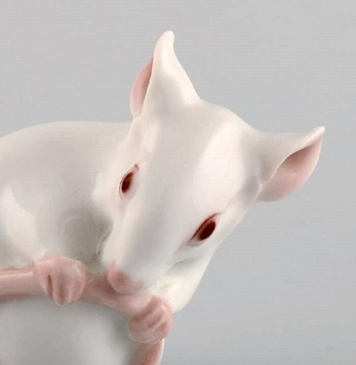 model 1728 porcelain figure of white mouse by dahl jensen for bing grondahl 5