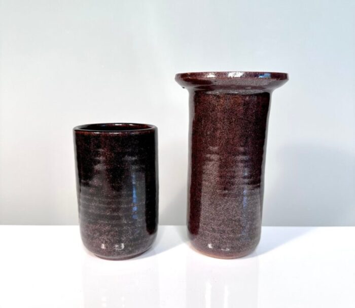 modern danish studio ceramic art vases from ravnild denmark 1970s set of 2 8