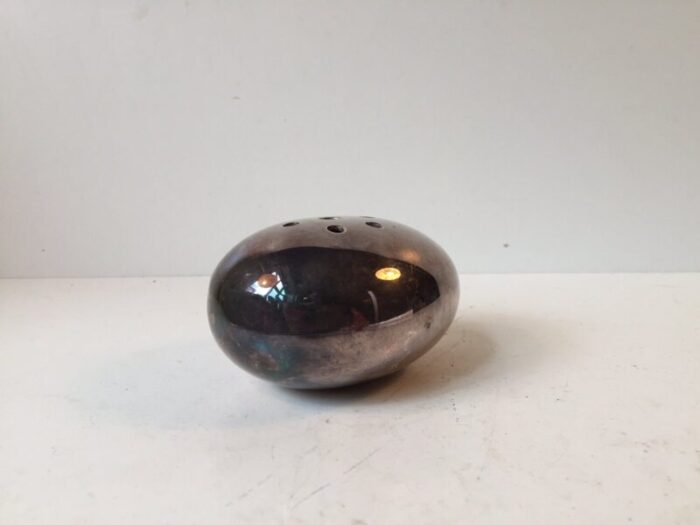 modernist egg shaped flower silver vase by carl cohr 1950s 2