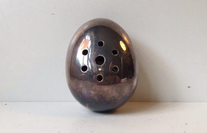 modernist egg shaped flower silver vase by carl cohr 1950s 4